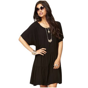 LOVE 21 By FOREVER 21 COLOR BLACK SHORT SLEEVES FIT & FLARE DRESS SIZE L